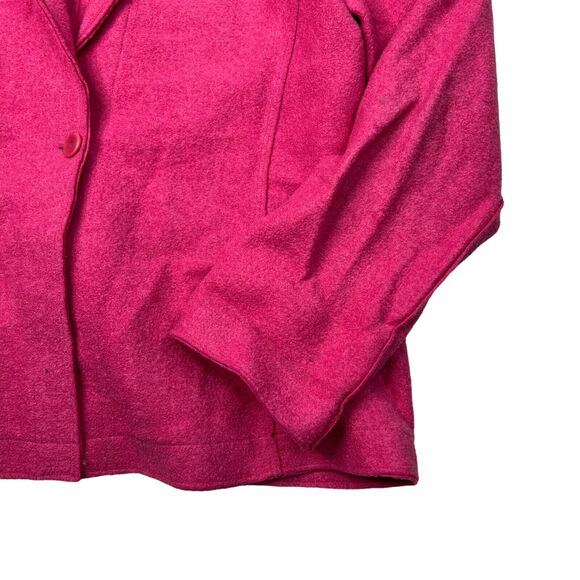 Eileen Fisher Wool Blend One Button Blazer Jacket FLAW Hot Pink MP Medium Petite - Picture 4 of 8